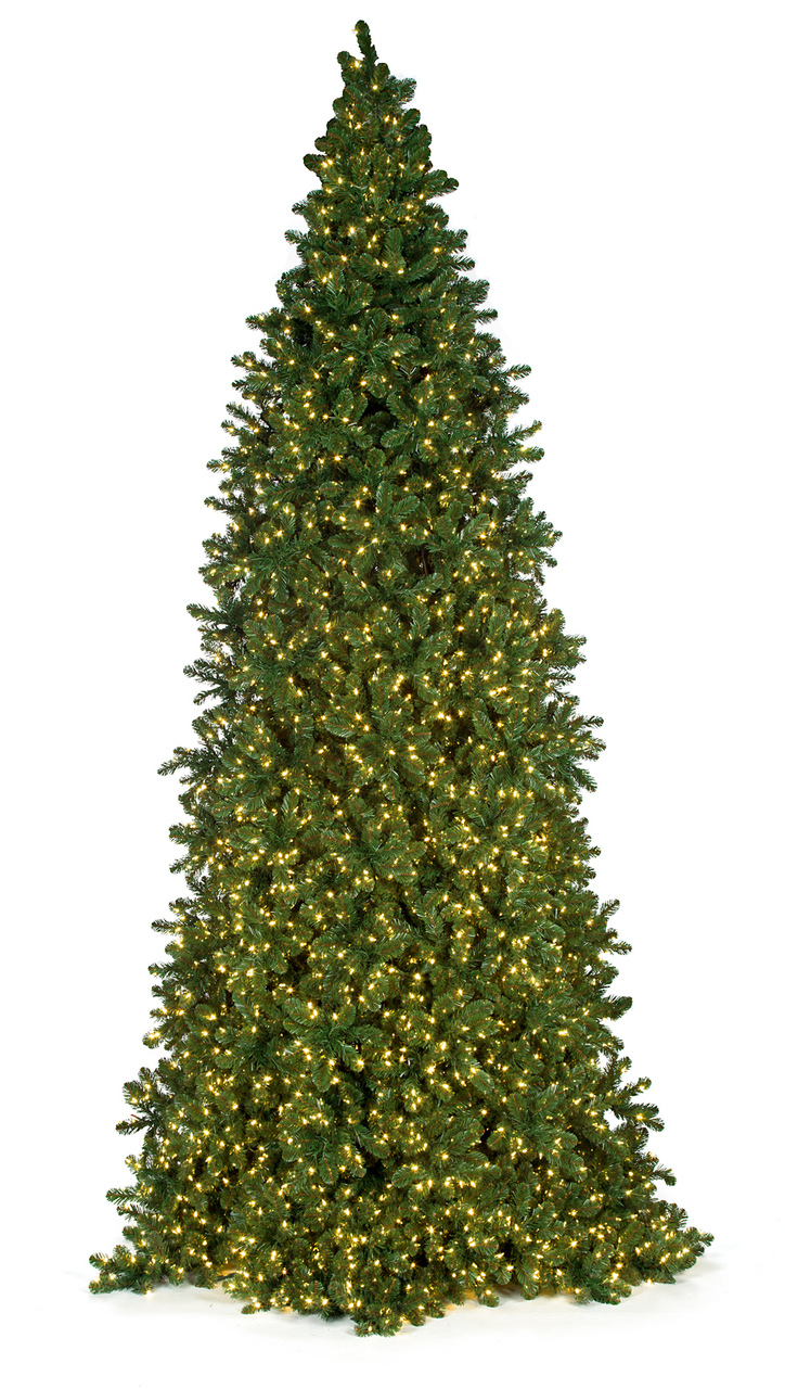 14 Foot Slim Swiss Pine Commercial Tower Trees with 6200 LED lights